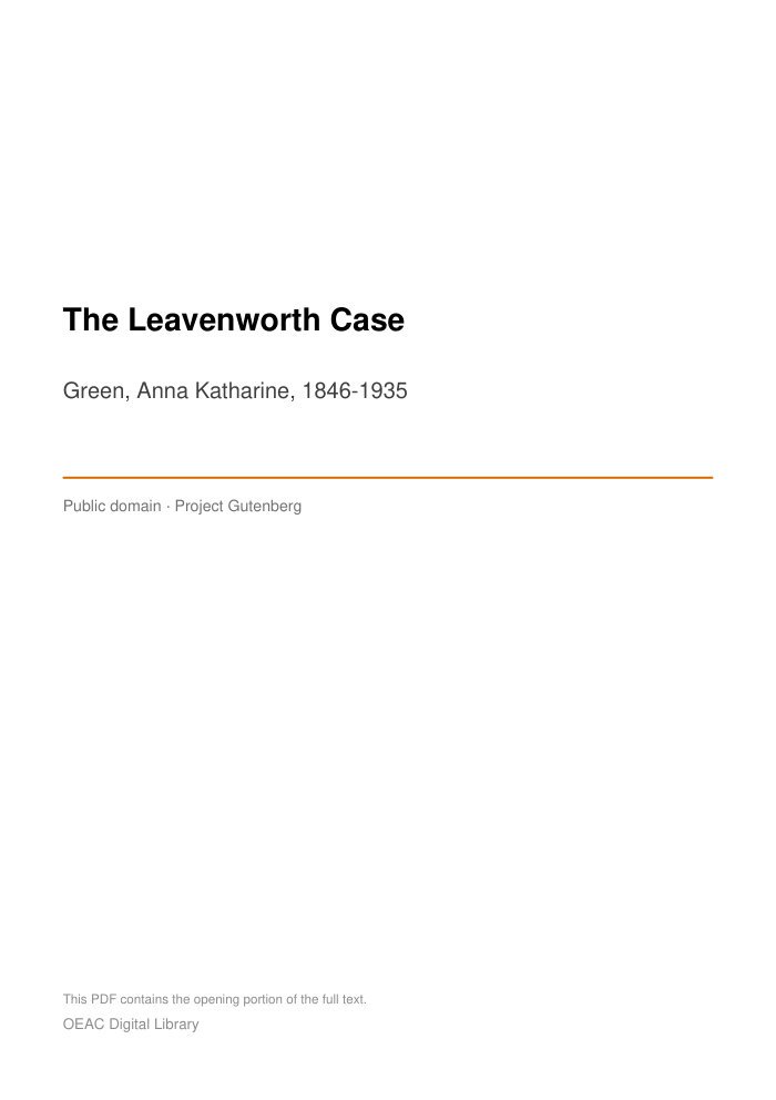 The Leavenworth Case — cover