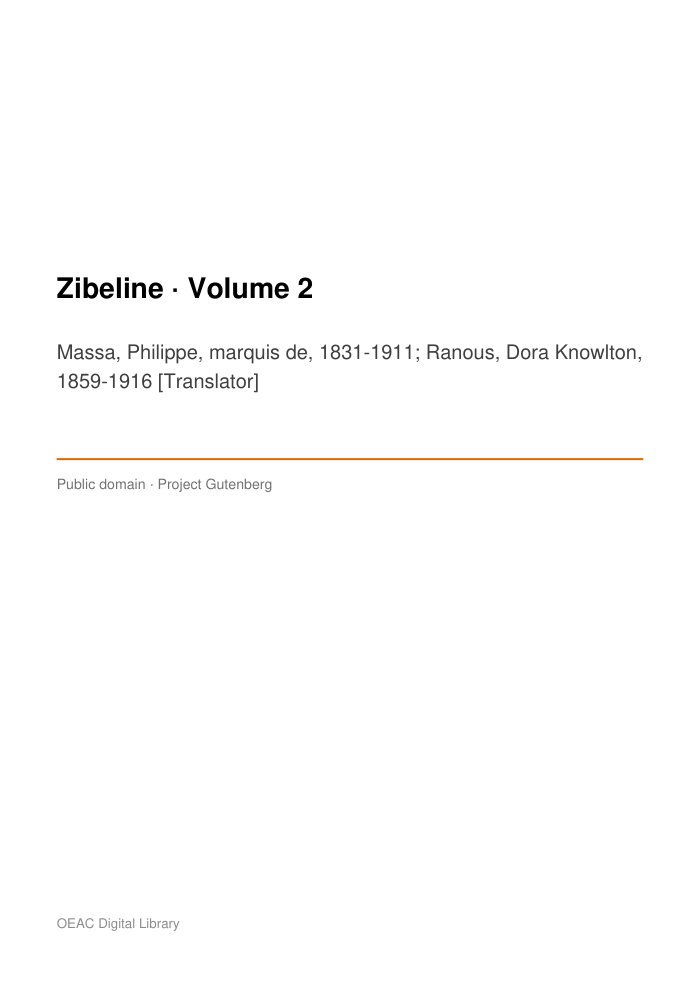 Zibeline — Volume 2 cover