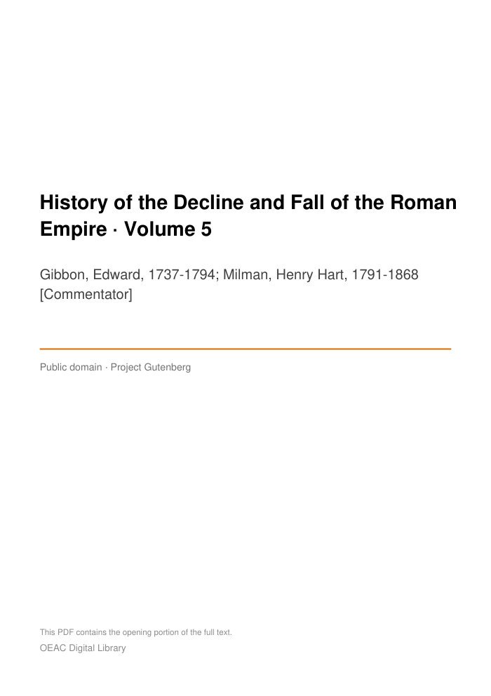 History of the Decline and Fall of the Roman Empire — Volume 5 cover