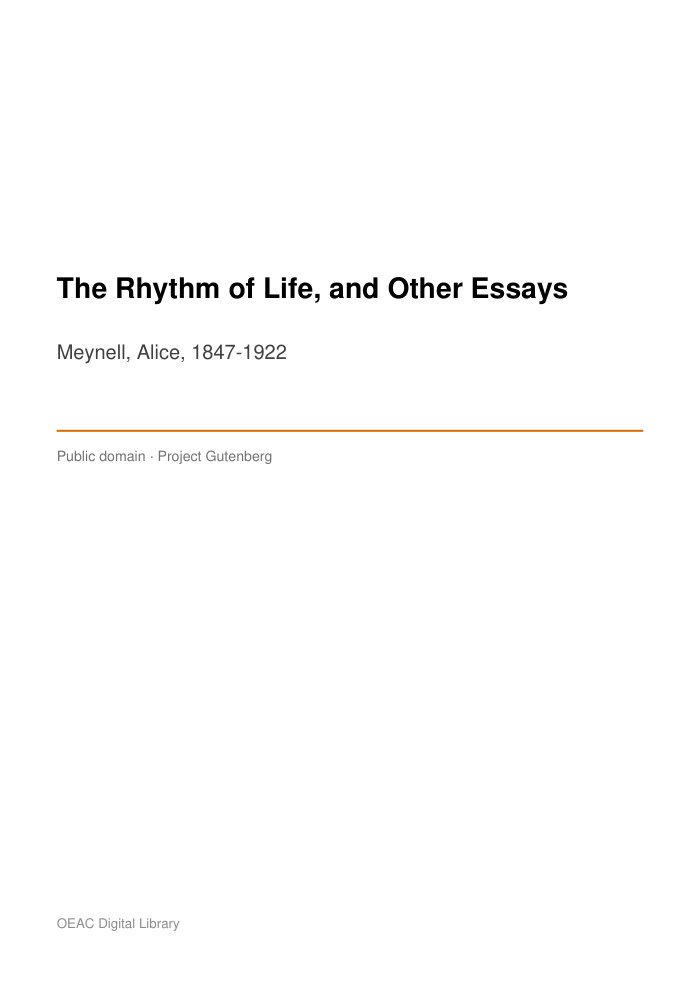 The Rhythm of Life, and Other Essays — cover