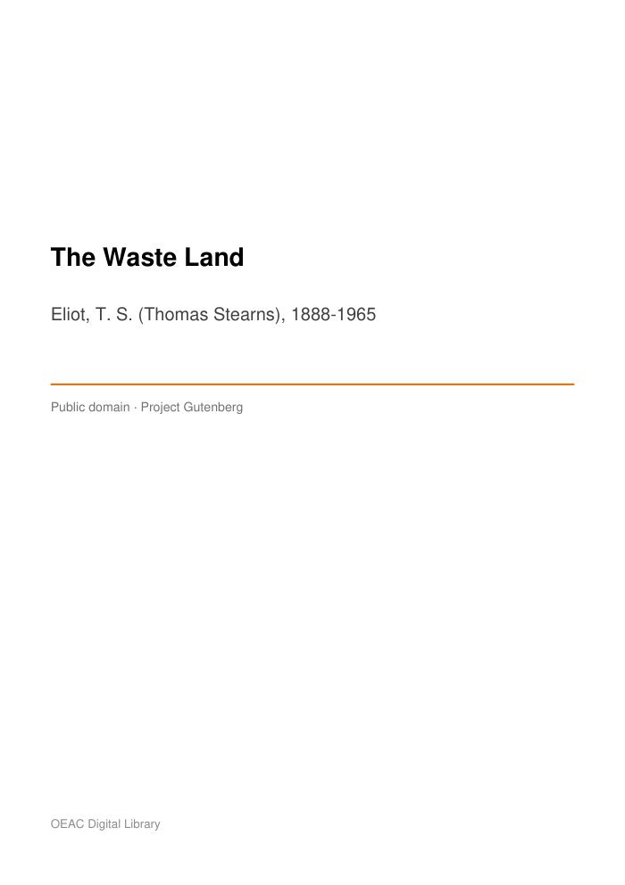 The Waste Land — cover