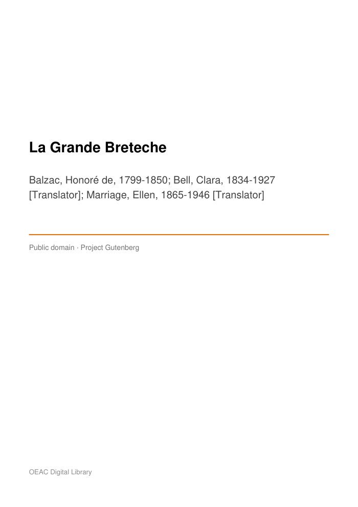 La Grande Breteche cover