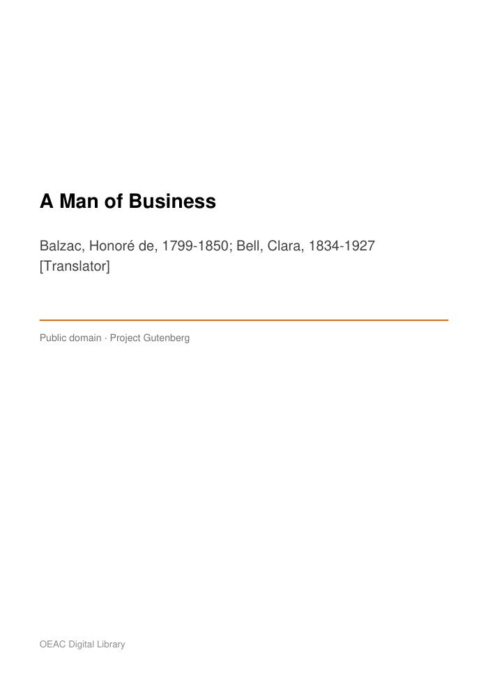 A Man of Business — cover
