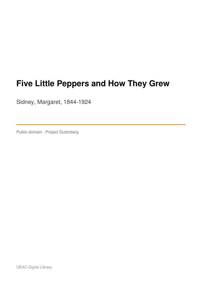 Five Little Peppers and How They Grew — cover