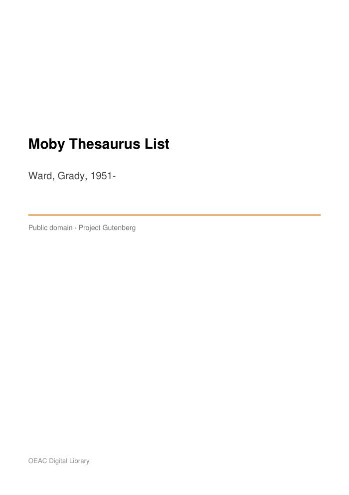 Moby Thesaurus List — cover