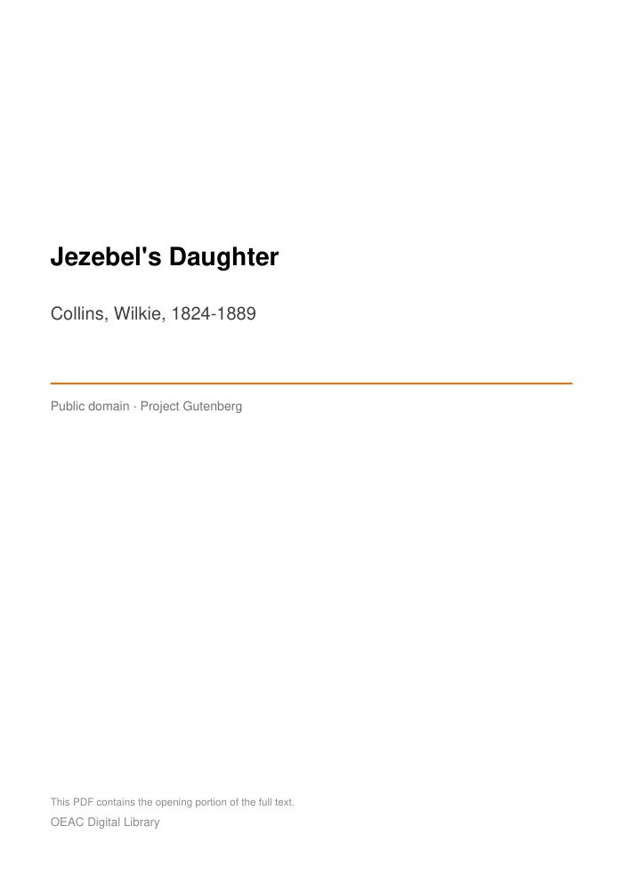 Jezebel's Daughter — cover