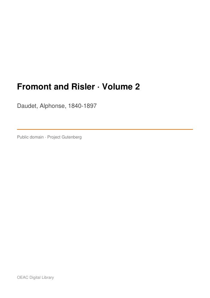 Fromont and Risler — Volume 2 cover