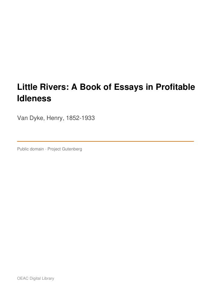 Little Rivers: A Book of Essays in Profitable Idleness — cover