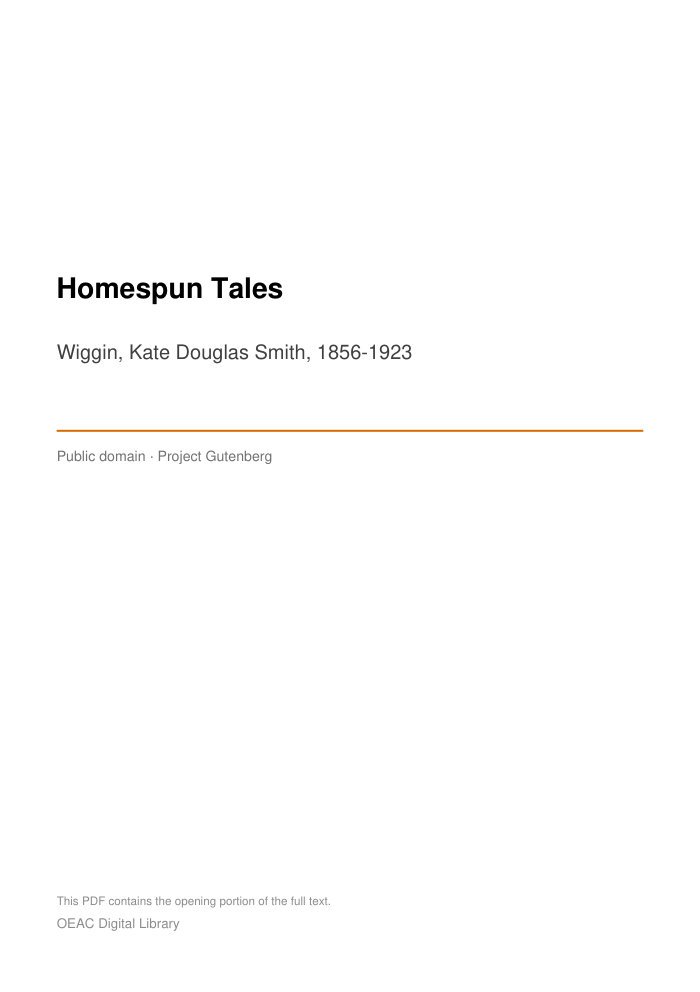 Homespun Tales — cover