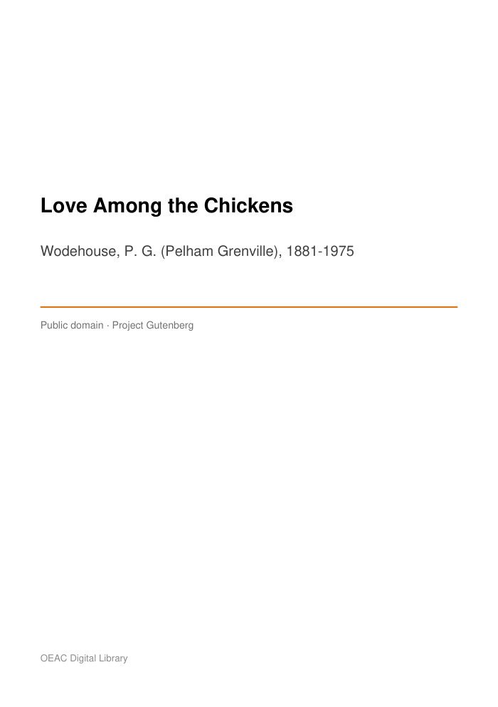 Love Among the Chickens — cover