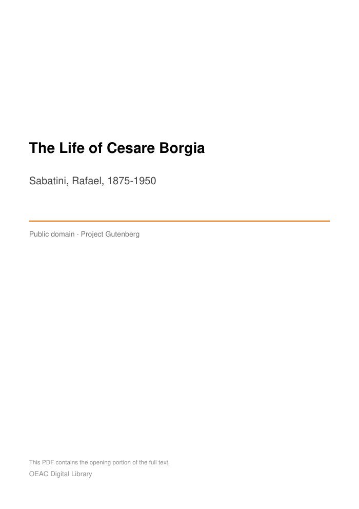 The Life of Cesare Borgia — cover