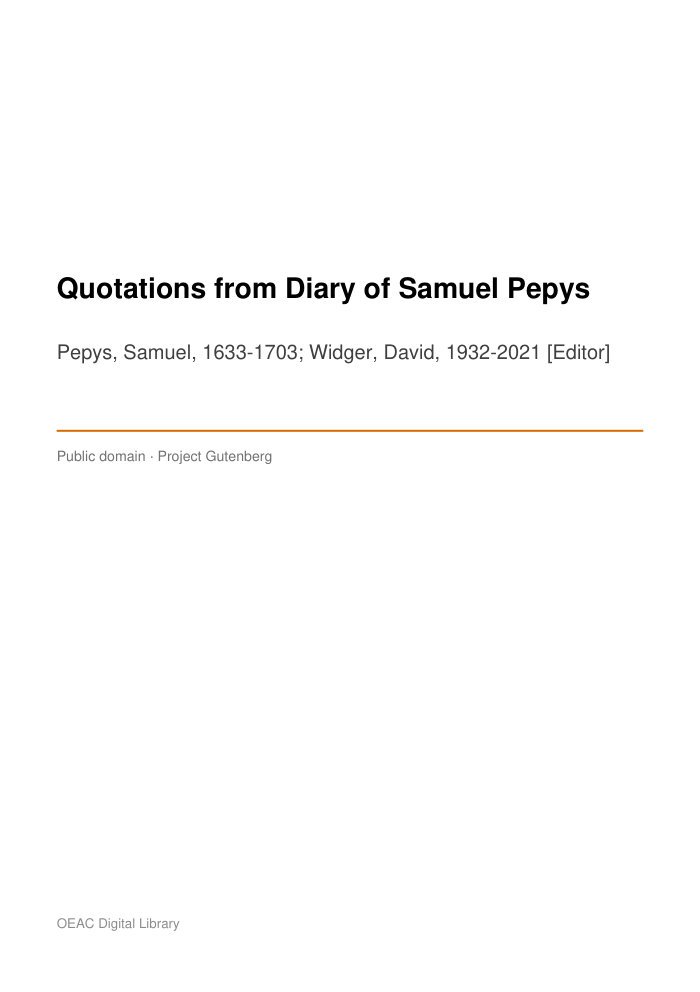 Quotations from Diary of Samuel Pepys — cover