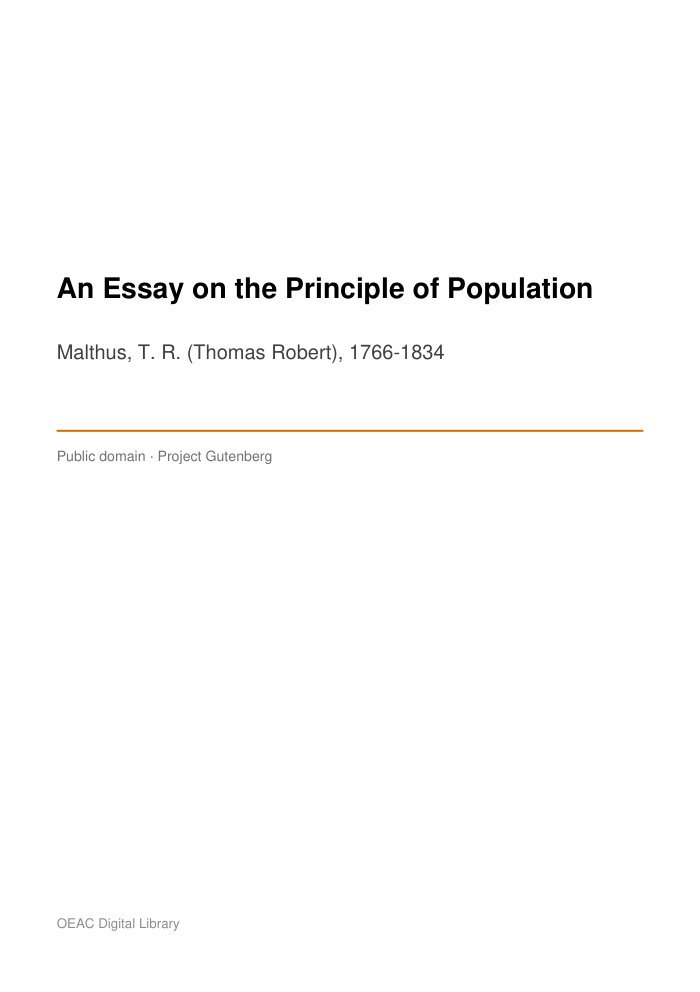 An Essay on the Principle of Population — cover