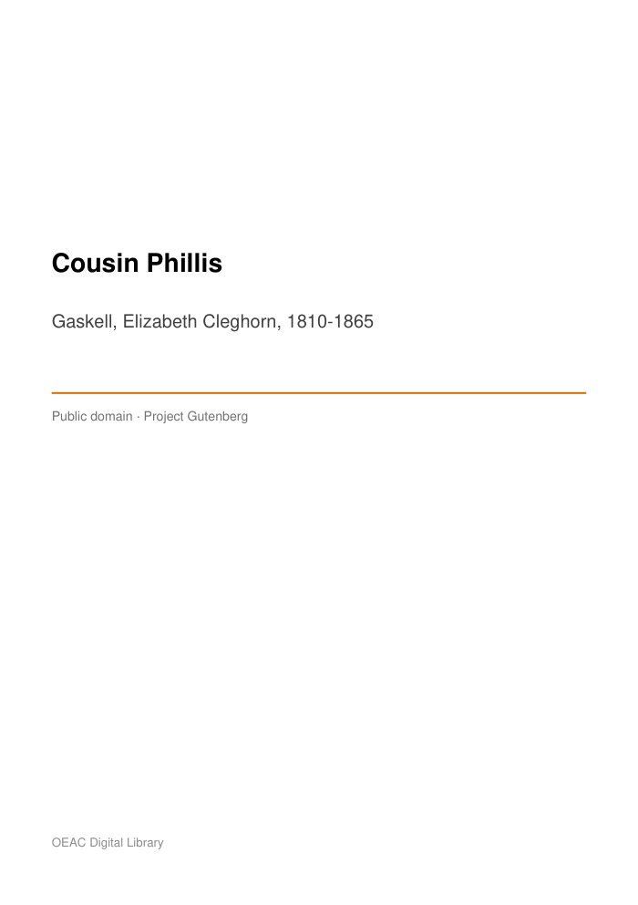 Cousin Phillis cover