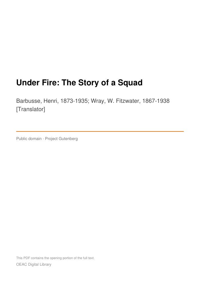 Under Fire: The Story of a Squad — cover