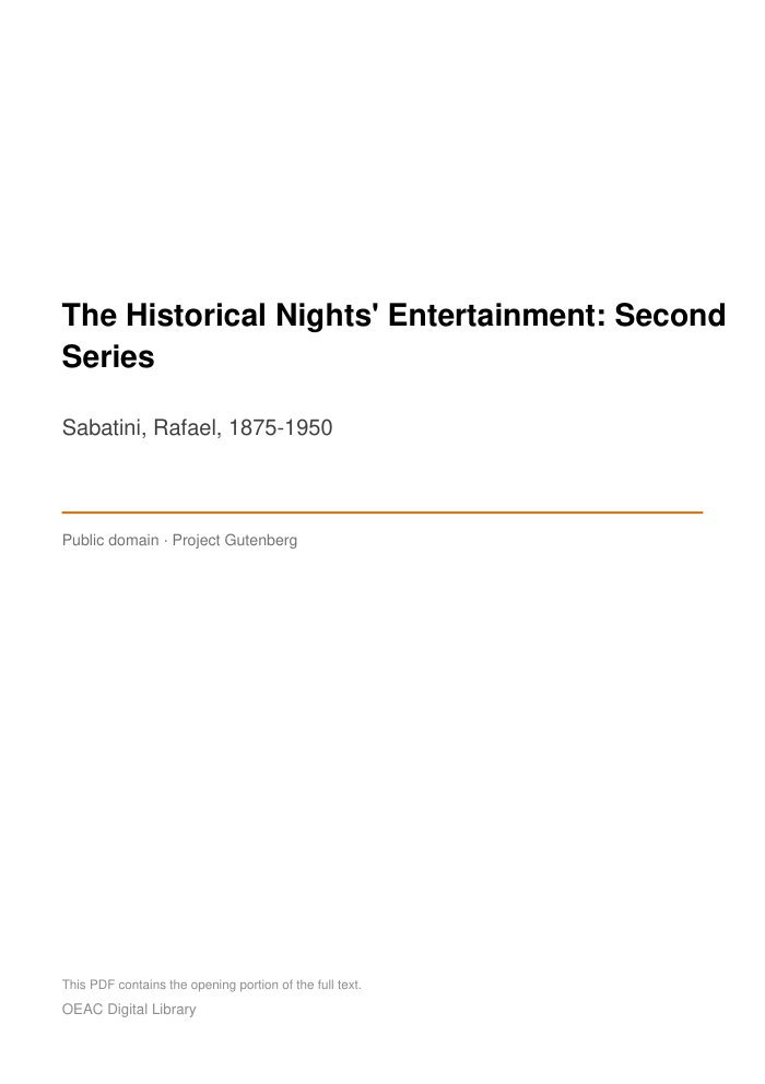 The Historical Nights' Entertainment: Second Series cover