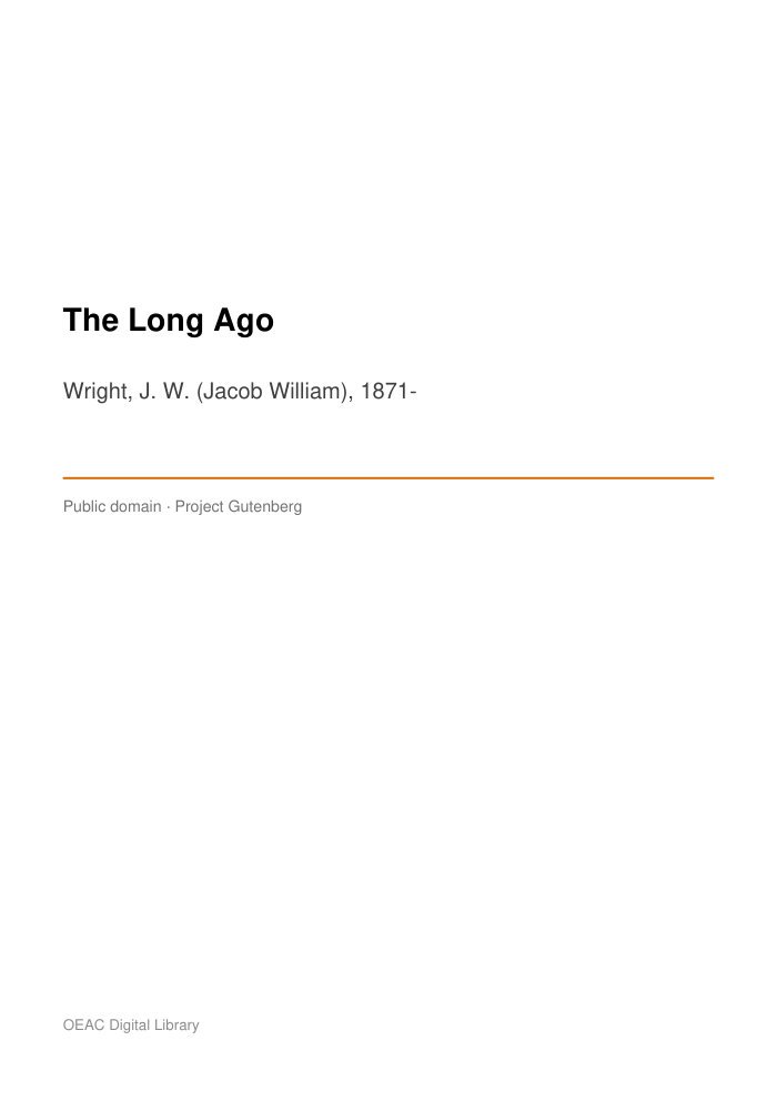 The Long Ago cover