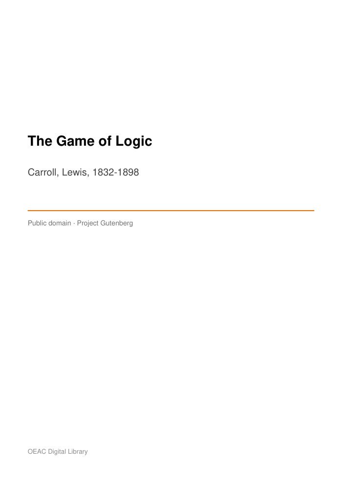 The Game of Logic — cover