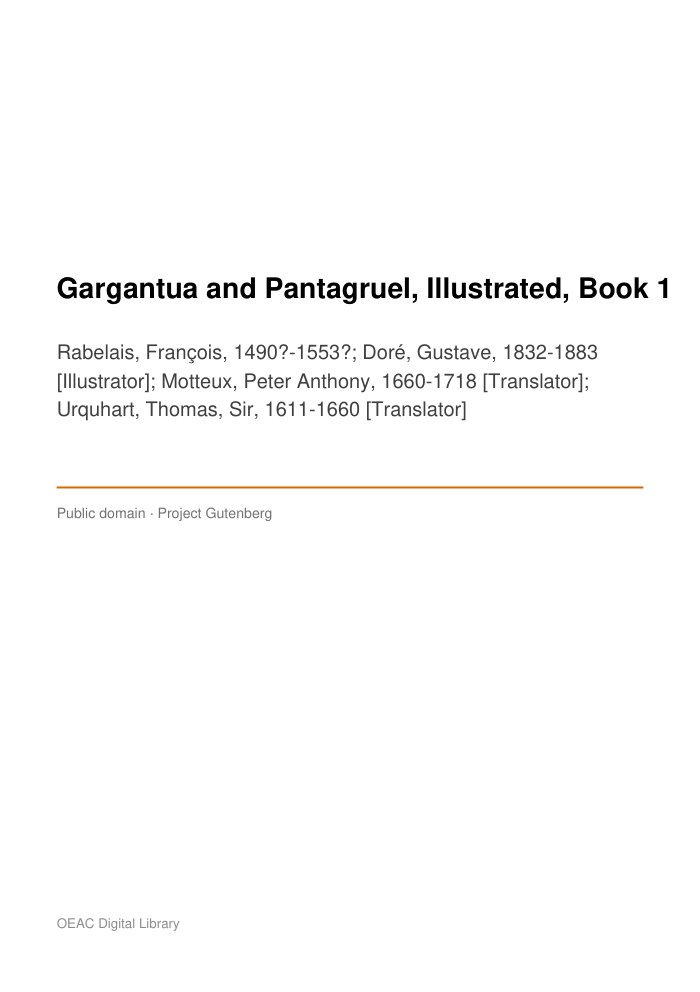 Gargantua and Pantagruel, Illustrated, Book 1 — cover
