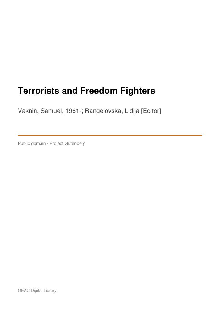 Terrorists and Freedom Fighters — cover