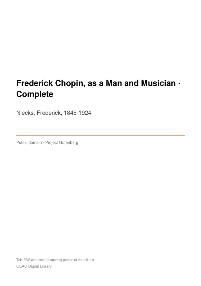 Frederick Chopin, as a Man and Musician — Complete — cover