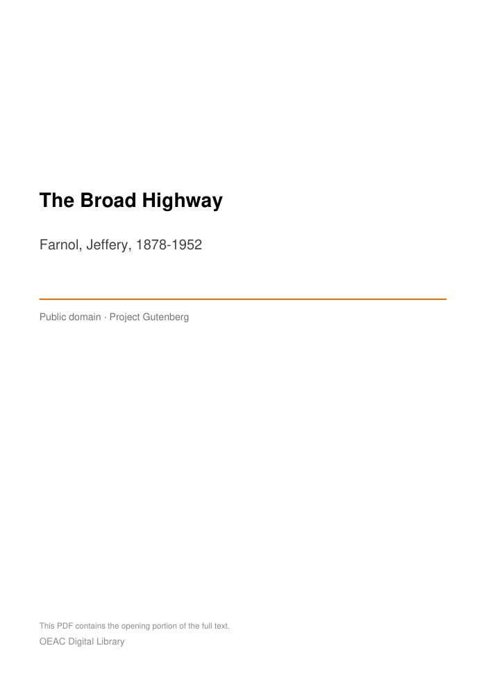 The Broad Highway — cover