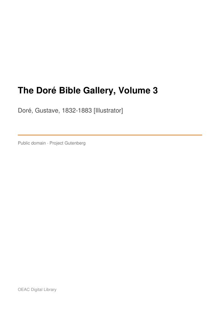 The Doré Bible Gallery, Volume 3 — cover