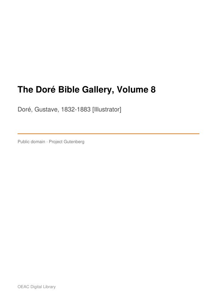 The Doré Bible Gallery, Volume 8 cover