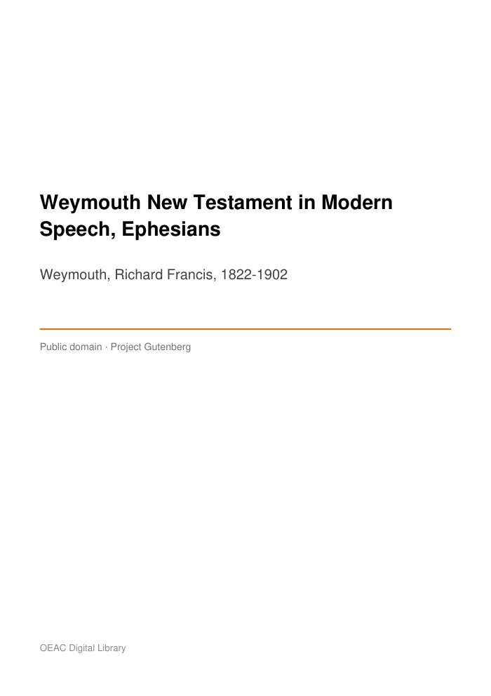 Weymouth New Testament in Modern Speech, Ephesians — cover