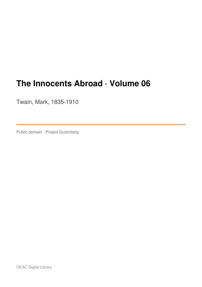 The Innocents Abroad — Volume 06 cover