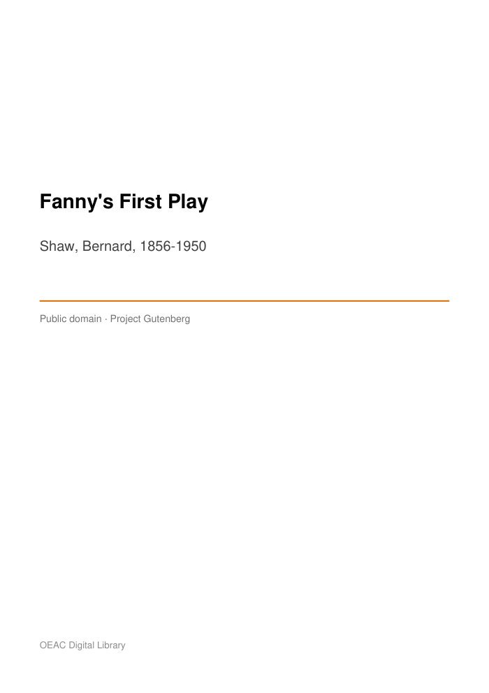 Fanny's First Play cover