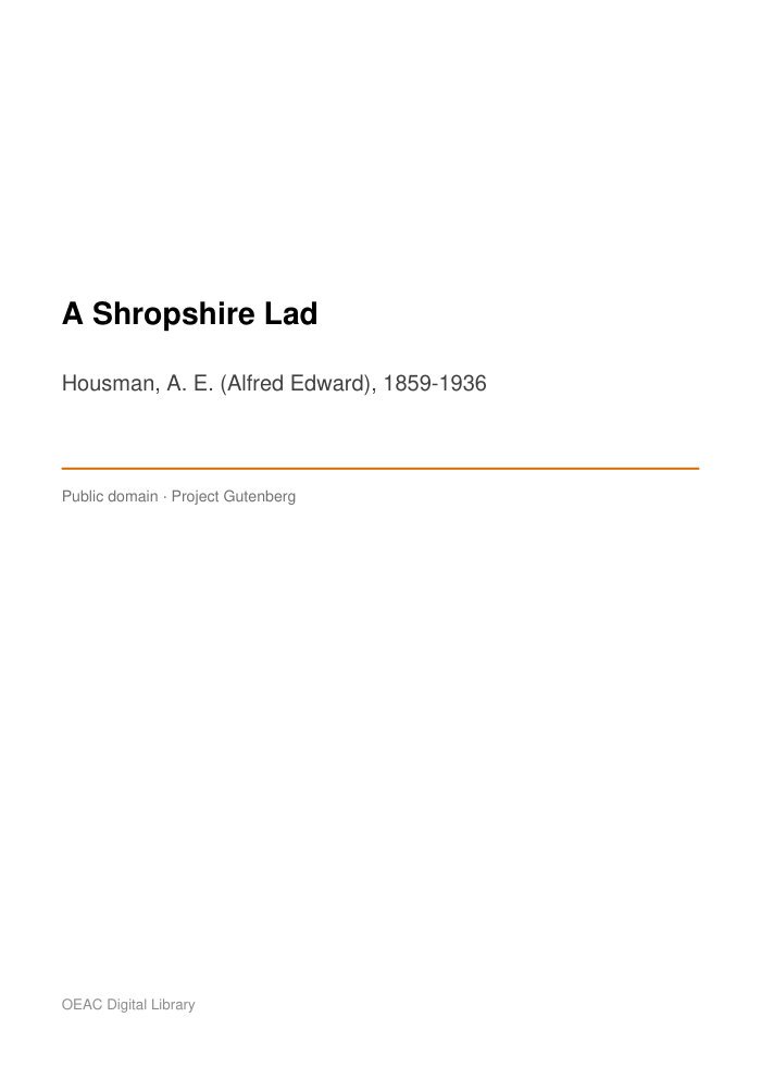 A Shropshire Lad cover