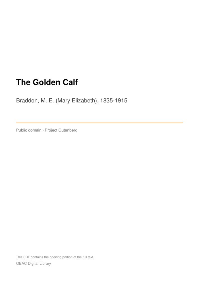 The Golden Calf — cover