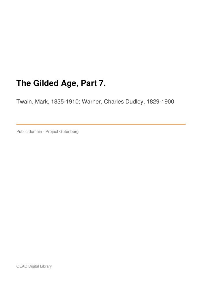 The Gilded Age, Part 7. — cover