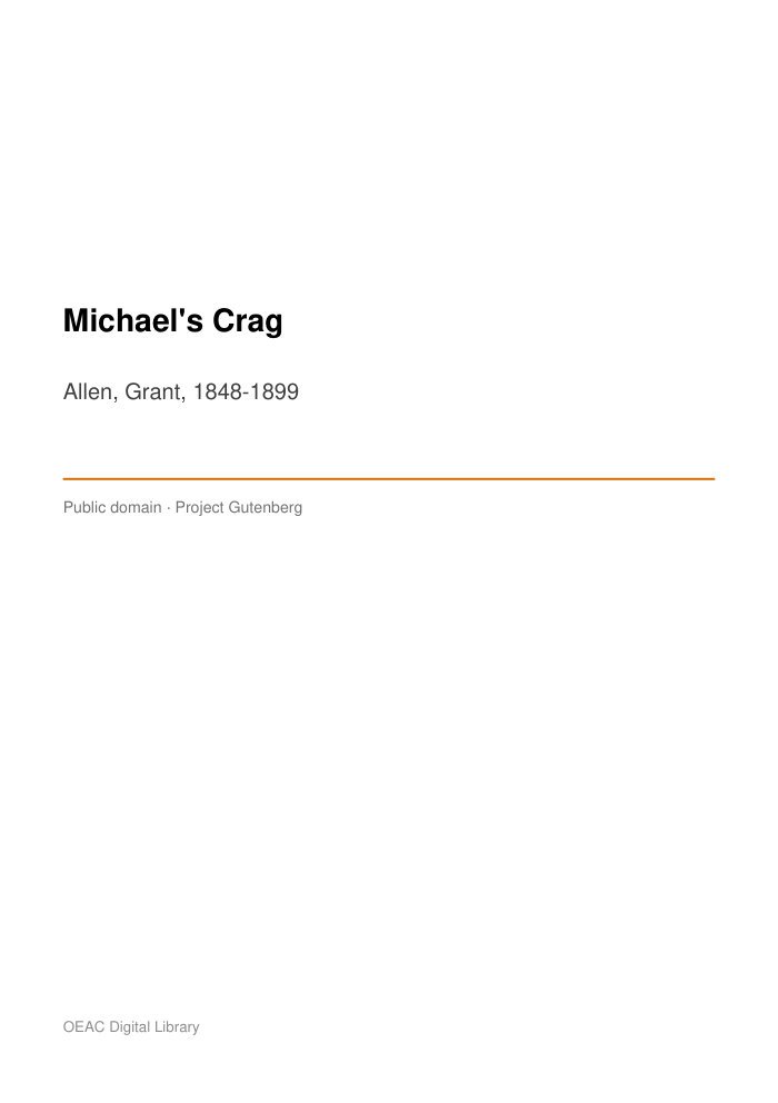 Michael's Crag — cover