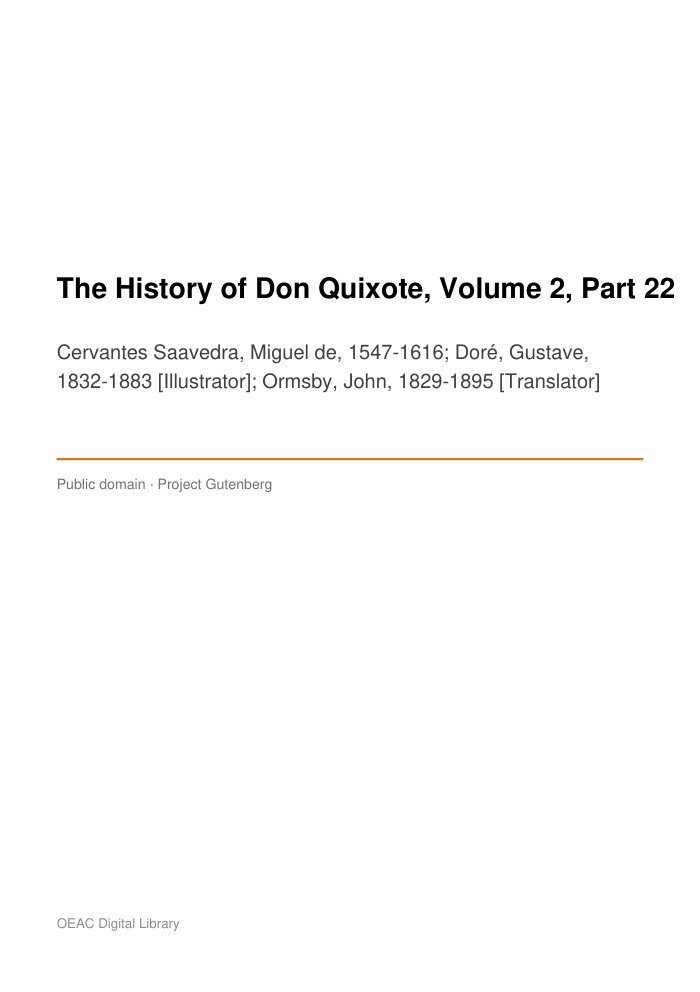 The History of Don Quixote, Volume 2, Part 22 — cover