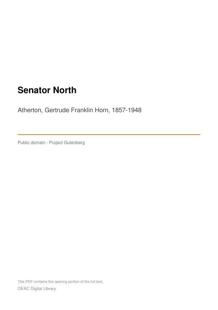 Senator North — cover