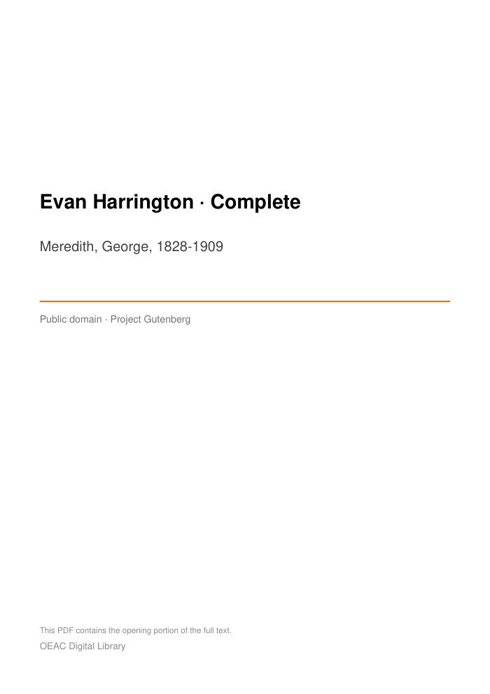 Evan Harrington — Complete — cover