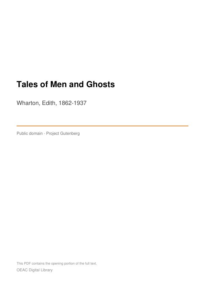 Tales of Men and Ghosts — cover