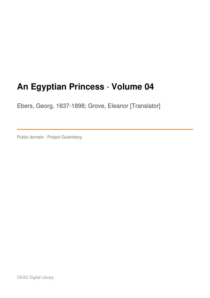 An Egyptian Princess — Volume 04 — cover