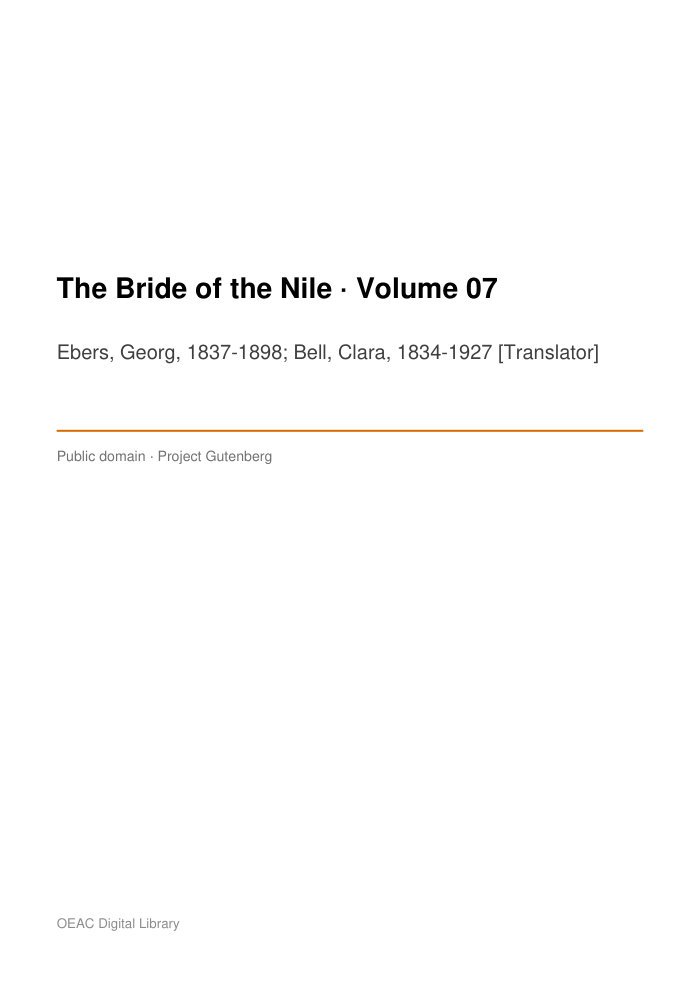The Bride of the Nile — Volume 07 cover