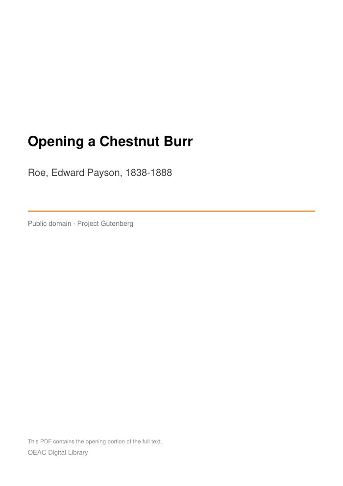 Opening a Chestnut Burr — cover