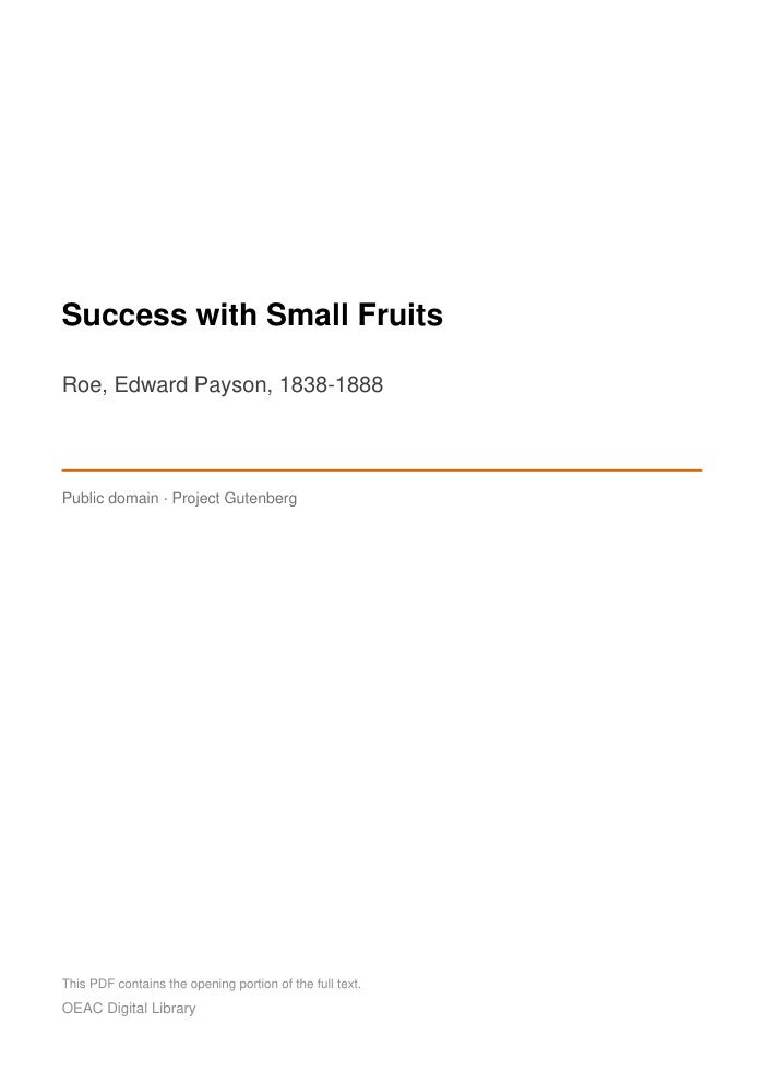 Success with Small Fruits — cover