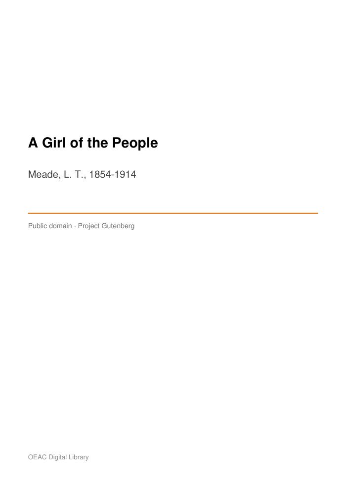 A Girl of the People cover