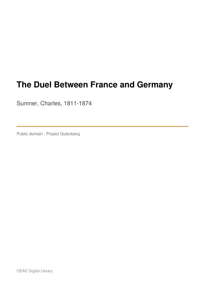 The Duel Between France and Germany cover