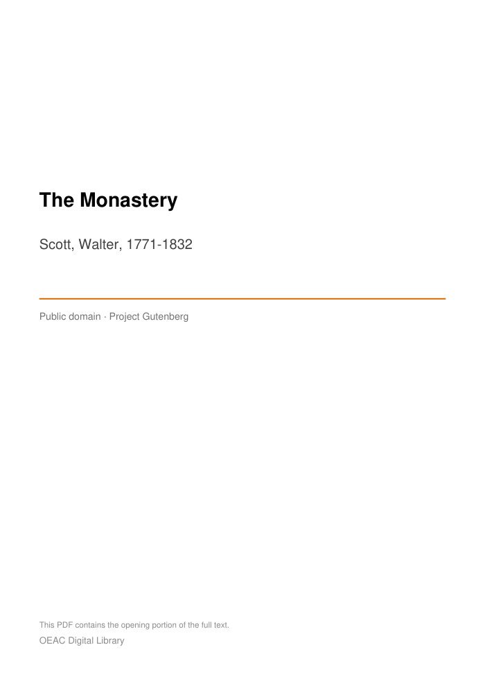 The Monastery cover