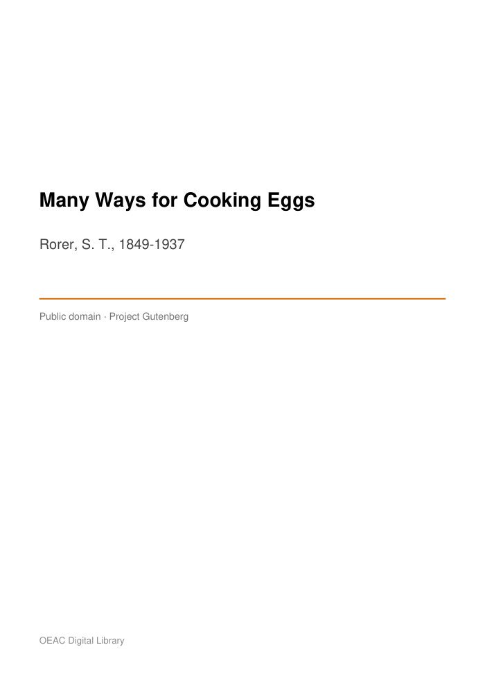 Many Ways for Cooking Eggs — cover