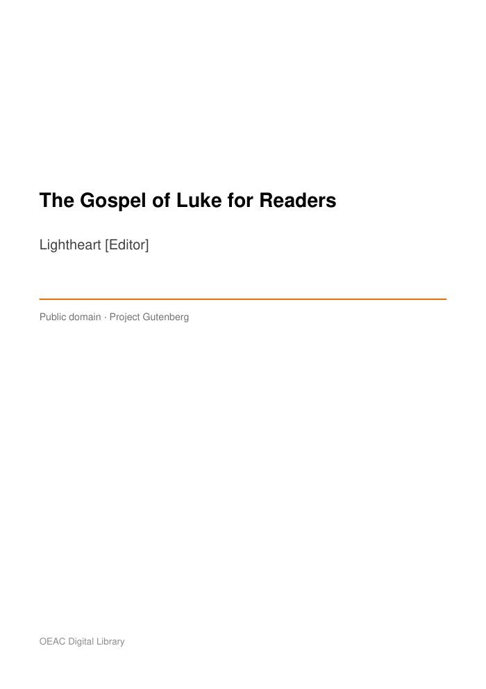The Gospel of Luke for Readers — cover