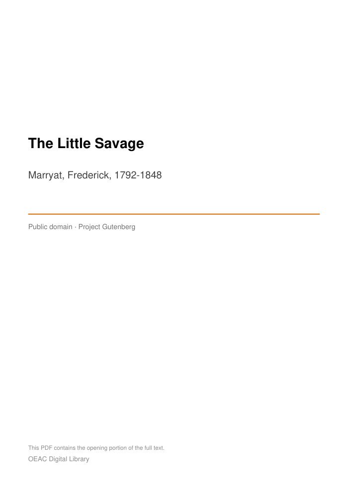 The Little Savage — cover