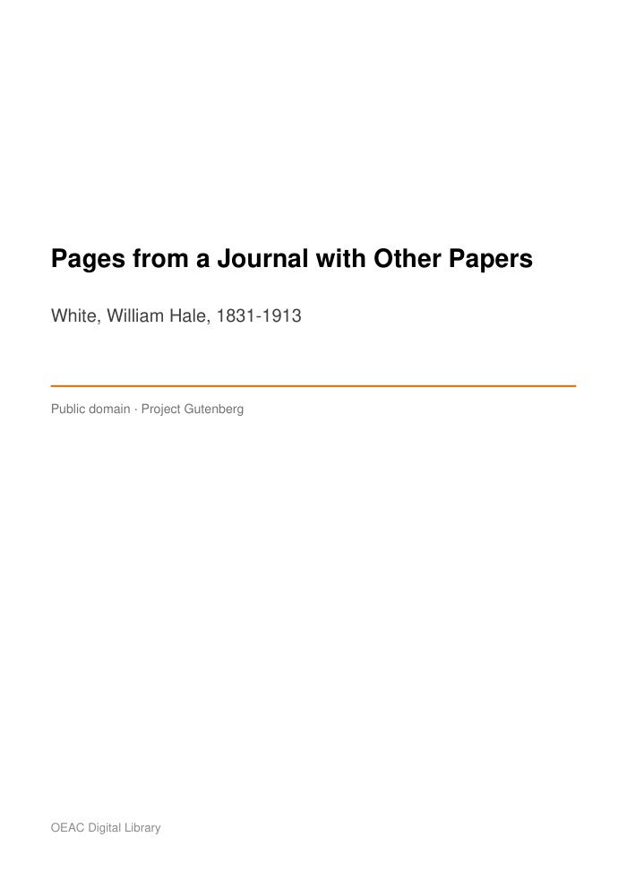 Pages from a Journal with Other Papers — cover